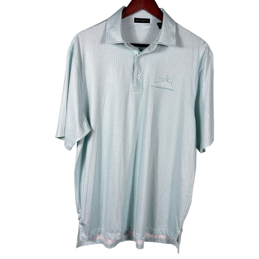 Divots Men's Medium Geometric Performance Golf‎ Shirt